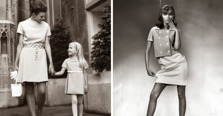 Les styles vestimentaires féminins des années 1960, y compris les tenues courtes et modernes.sn